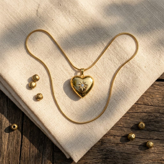 Anti Tarnish Gold Heart Pendant Necklace