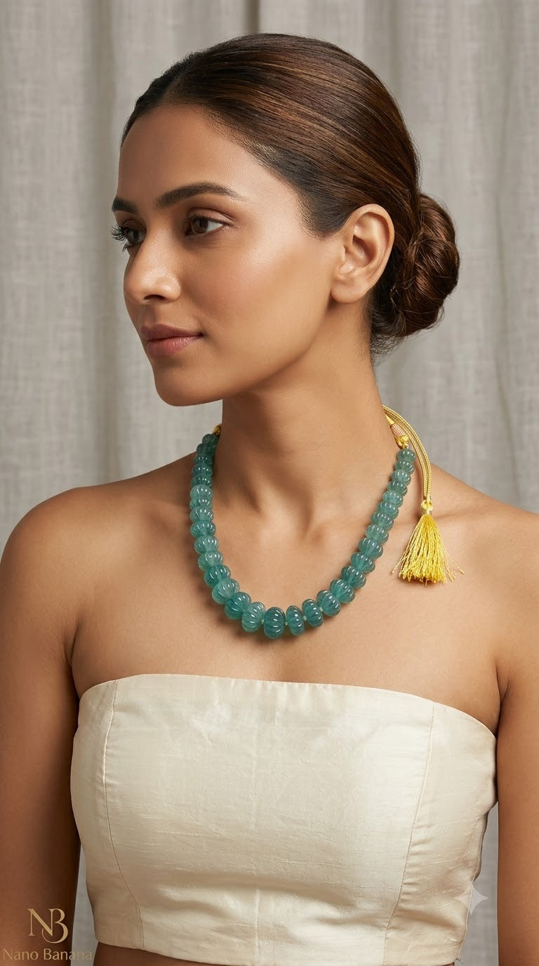 Green Quartz melon necklace single layer