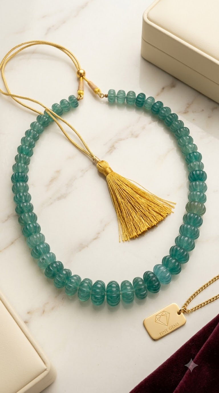 Green Quartz melon necklace single layer