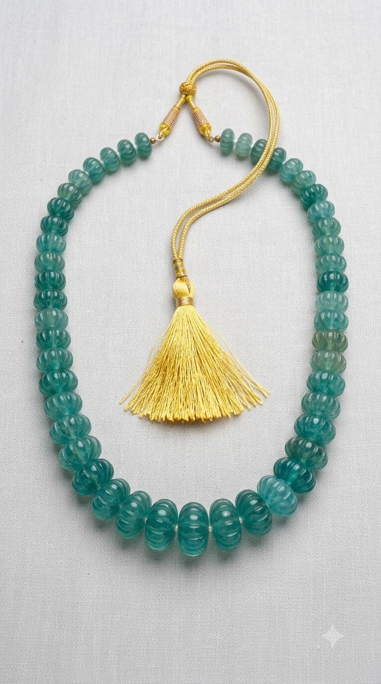 Green Quartz melon necklace single layer
