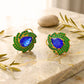 Paiseli Blue green stud with back support and doublet and ad setting