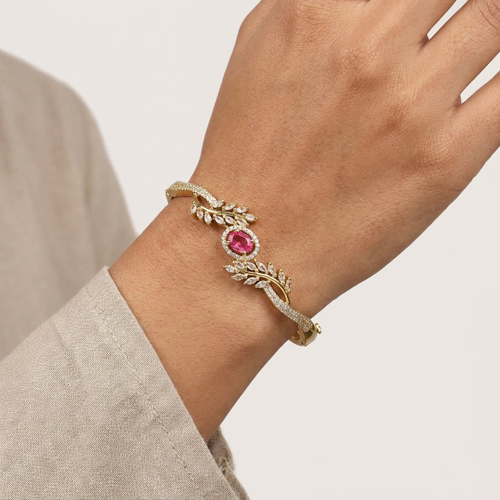 American Diamond Ruby Bracelet Jewelery | For Women and Girls