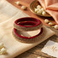 Maroon Lakh Bangdi Set with Golden Rhinestones | For Girls and Women.