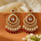 Beautiful Kundan Chand Bali Earrings Maroon colour & Green Colour