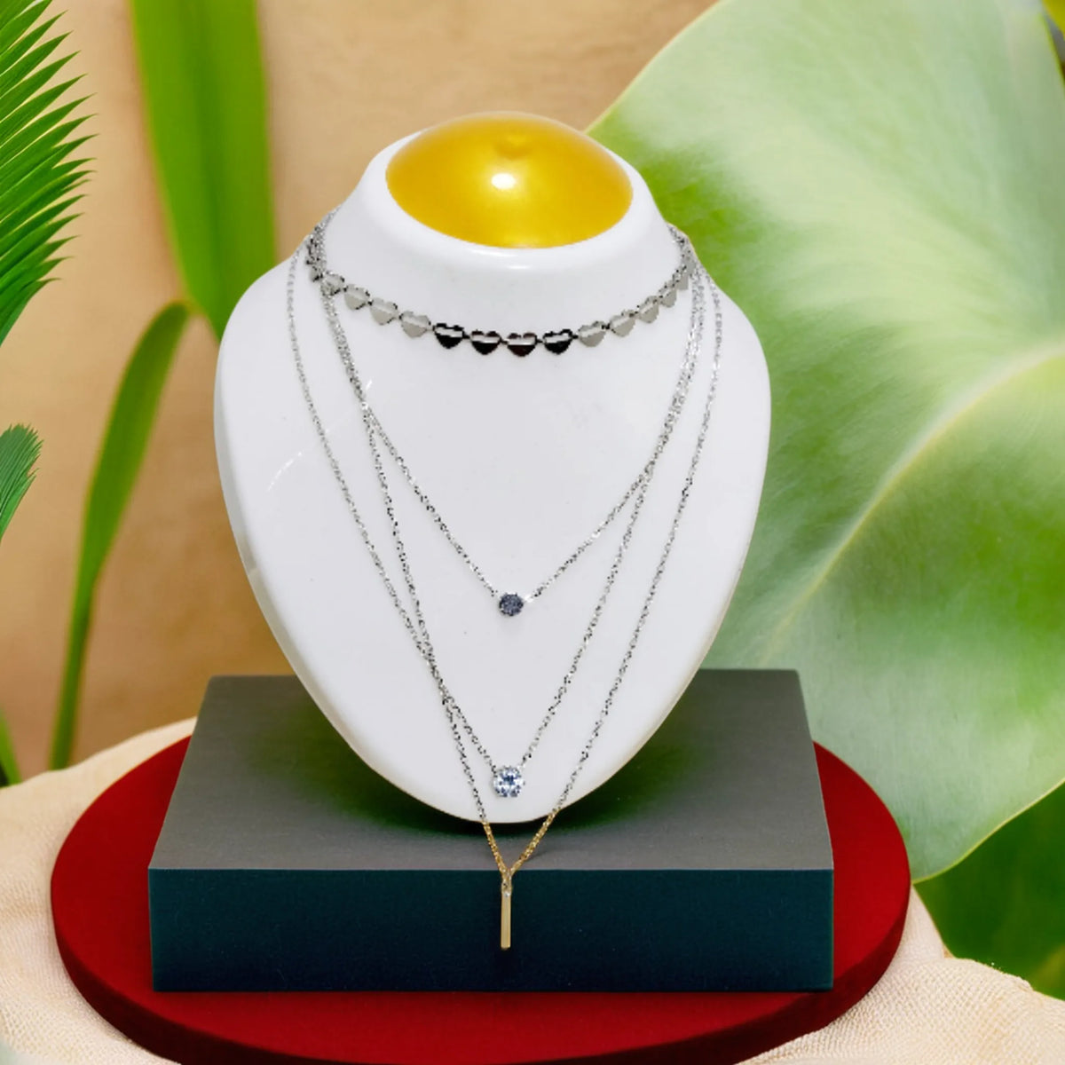 Elegant Multi-Layered Silver Plated Necklace | For Girls and Women