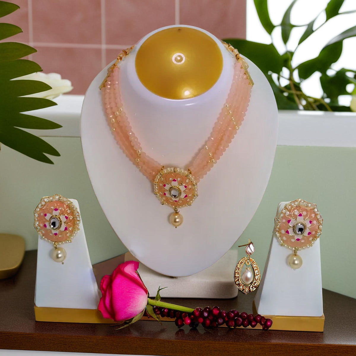 Beaded Pearl Elegance Choker | Set Traditional Jewelry | Pearl Choker/Necklace | For women and Girls.