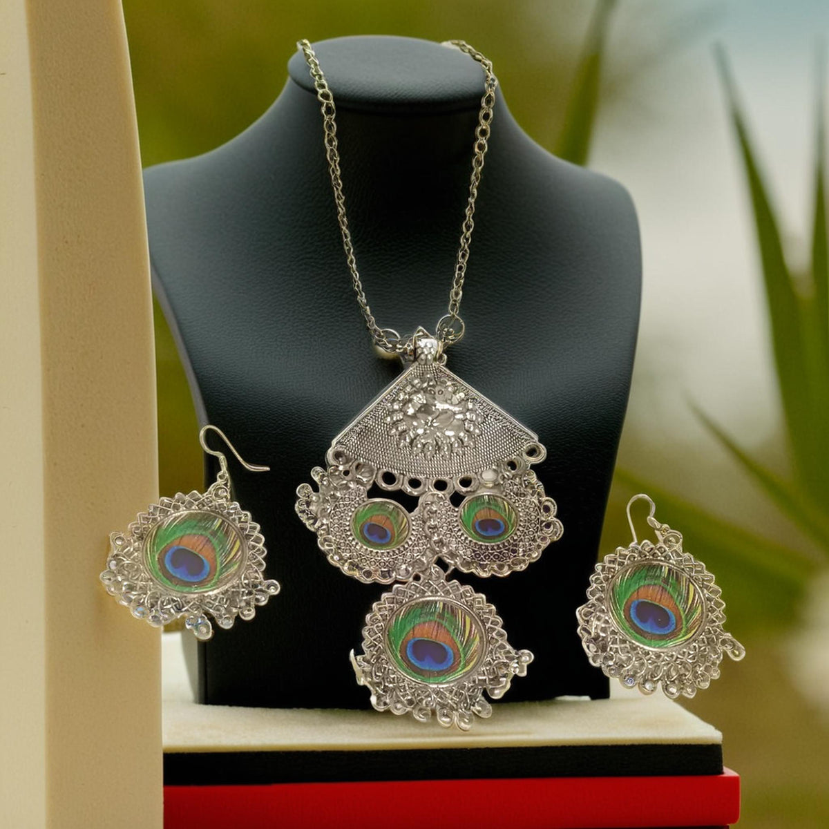 Chandni Silver Oxidized Triangular Pendant | Traditional Ranihaar/Necklace/Pendant | for Girls and Women.