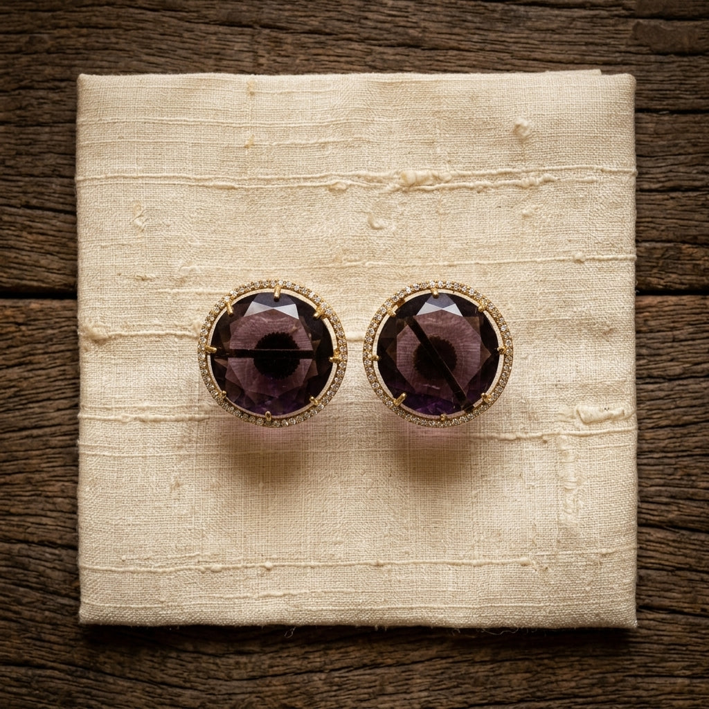 Round AD Stud Earrings for Women & Girls