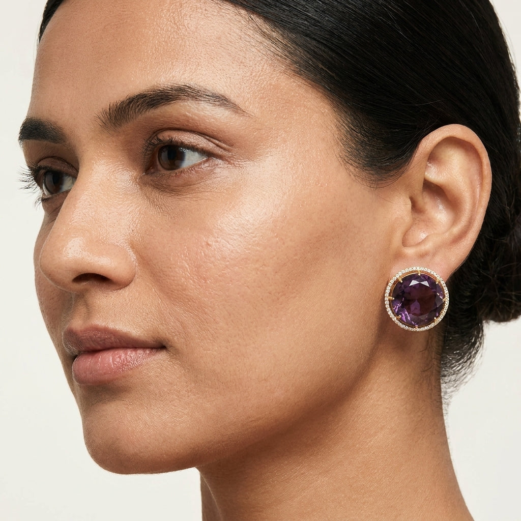 Round AD Stud Earrings for Women & Girls