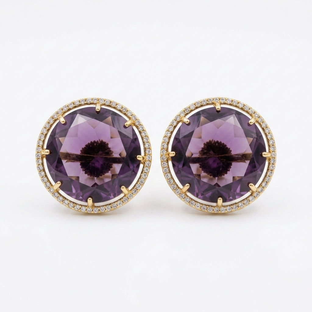Round AD Stud Earrings for Women & Girls