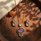 Purple Stone Gold Plated Pendant Necklace Set with Earrings for Women