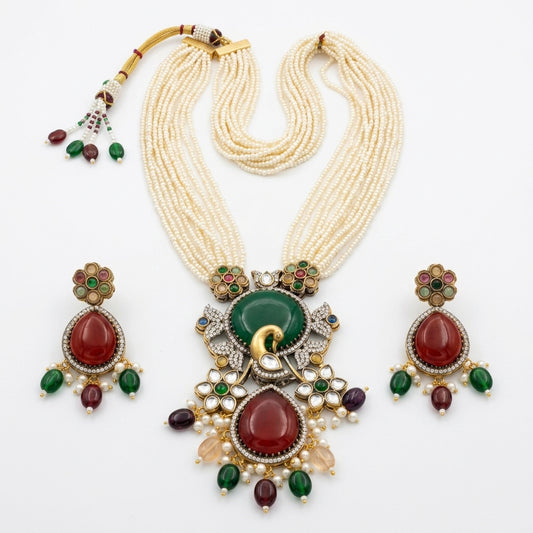 Royal Pearl & Kundan Bridal Necklace Set | Ethnic Wedding Jewellery