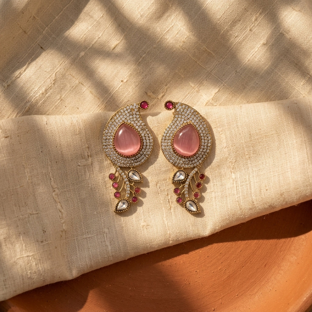 Gold Plated Designer Drop Earrings for Women & Girls