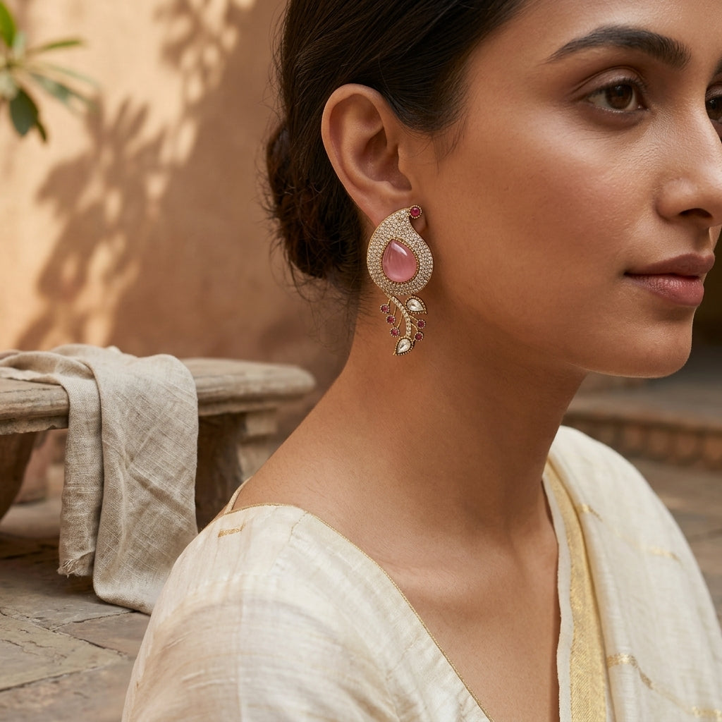 Gold Plated Designer Drop Earrings for Women & Girls
