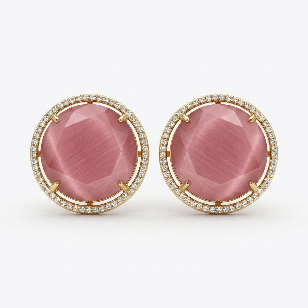 Round AD Stud Earrings for Women & Girls