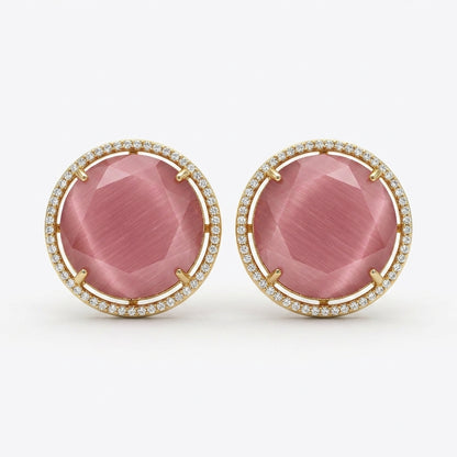 Round AD Stud Earrings for Women & Girls