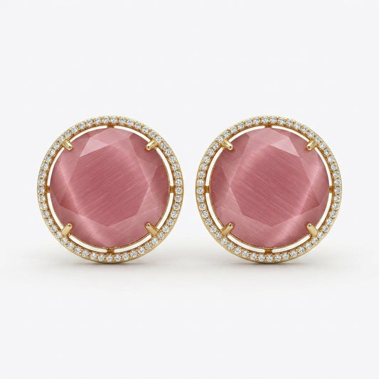 Round AD Stud Earrings for Women & Girls