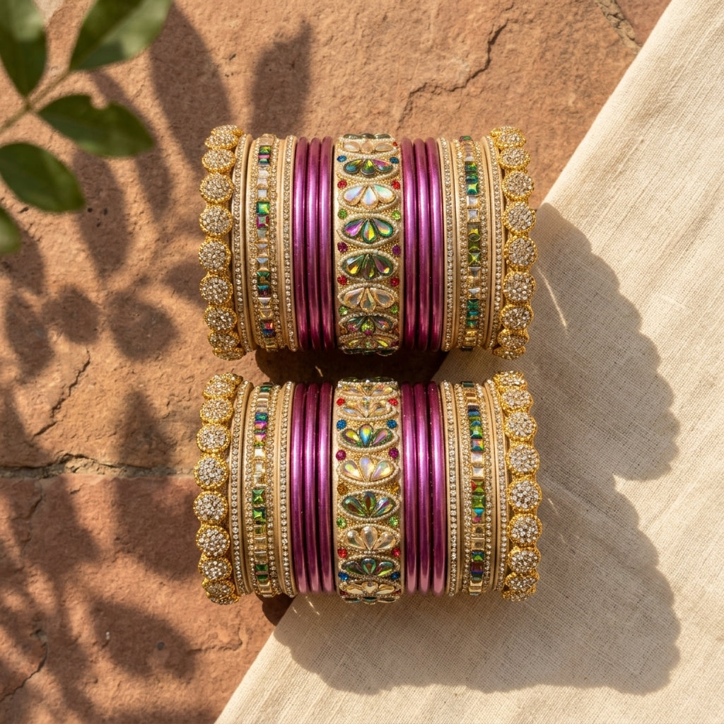 Royal Rajasthani Wedding Lac chura With Beautiful Punjabi Look Design Multicolour
