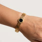 Gold Plated Elegant Open Cuff With Round Charm Anti-Tarnish Bracelet  (Free Size)