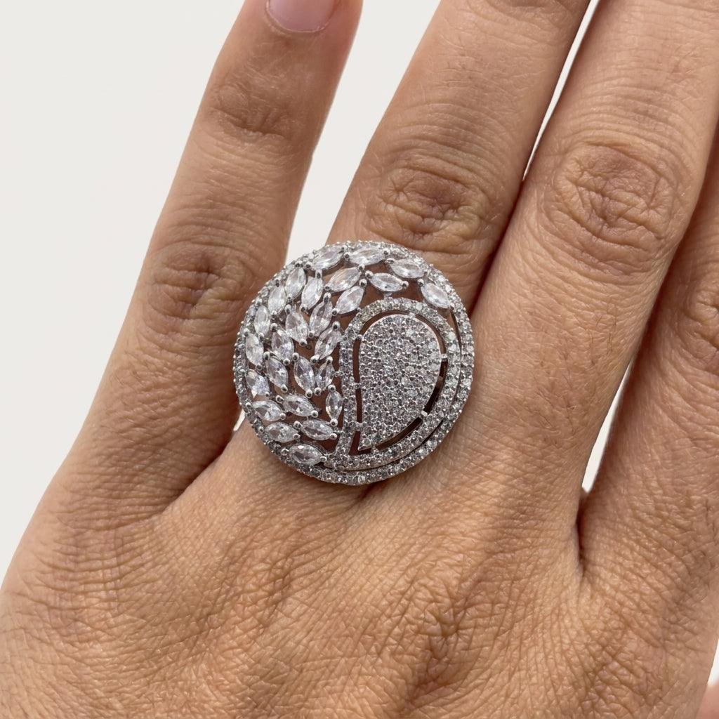 CZ Adjustable Ring With Rhodium Plating