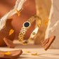 Gold Plated Elegant Open Cuff With Round Charm Anti-Tarnish Bracelet  (Free Size)