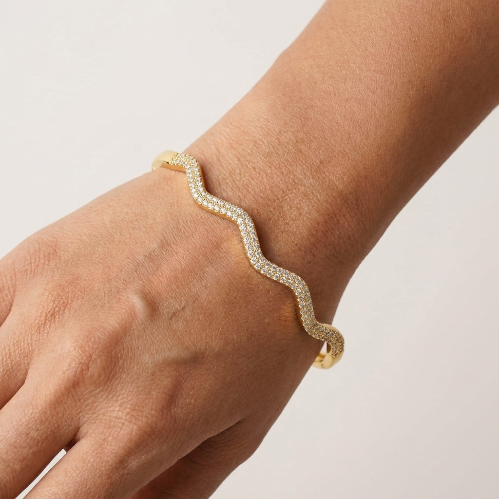 Golden Polish with Stone Bracelet | Stylish Anti tarnish Bracelet
