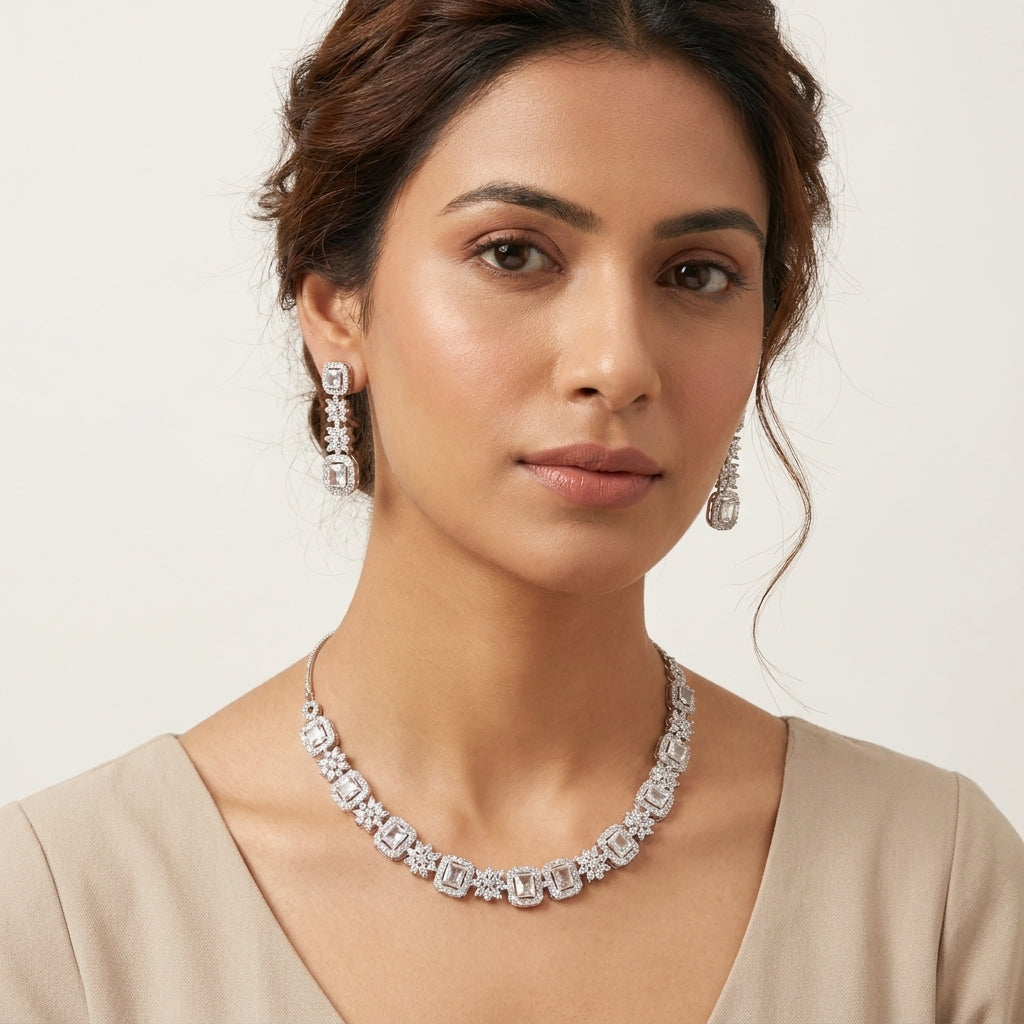 CZ Designer Necklace Set