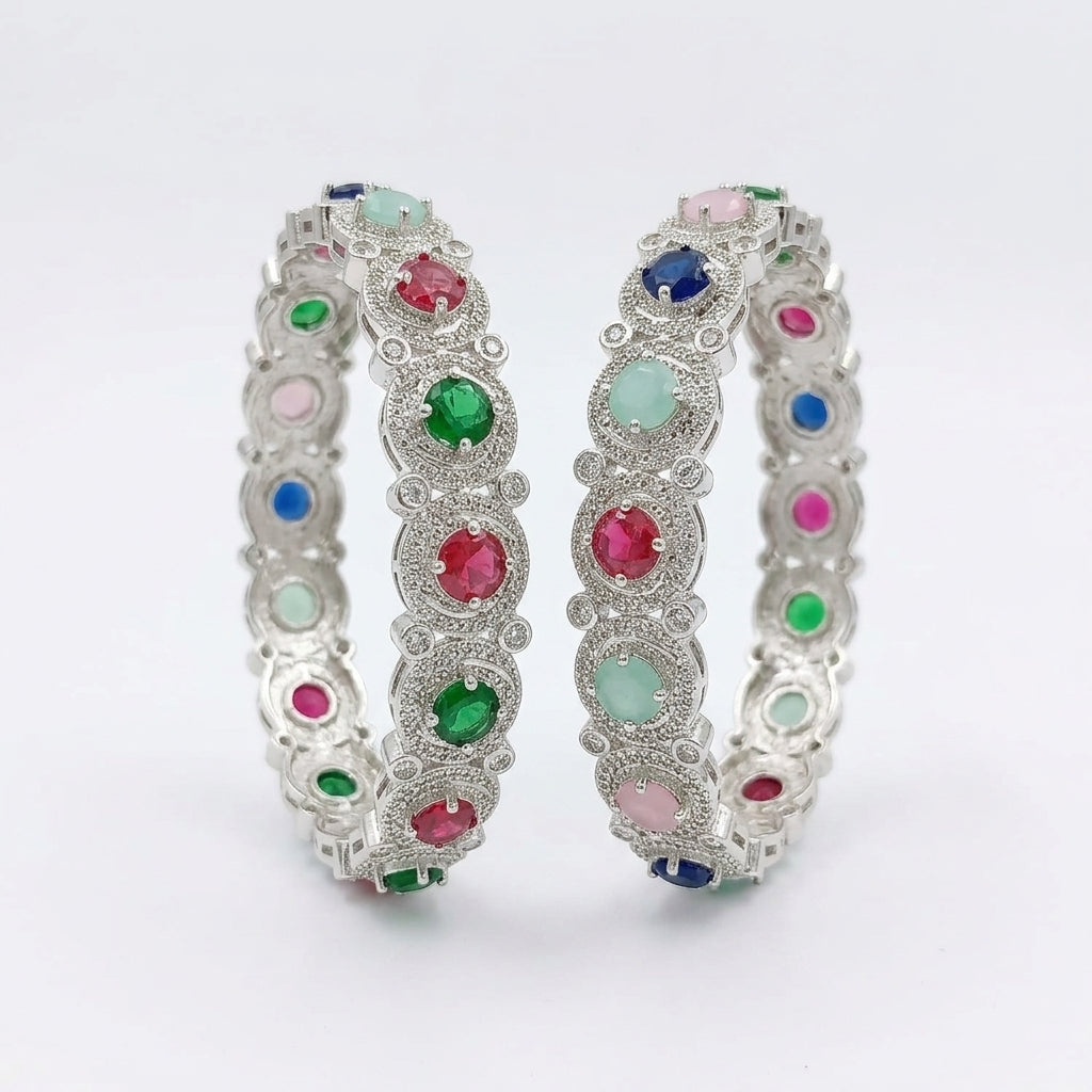 Multicolor Cubic Zirconia Studded Classic Bangle