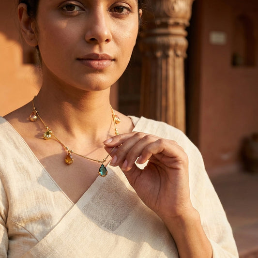 Beautiful Multi Stone Anti Tarnish Chain Locket Premium Look