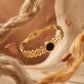 Gold Plated Elegant Open Cuff With Round Charm Anti-Tarnish Bracelet  (Free Size)