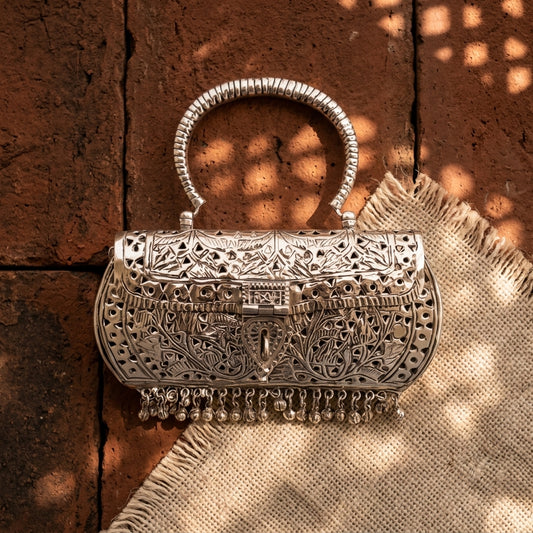 Regal Meenakari Clutch | Silver-Plated/ Gold-Plated Brass Clutch Bag For Women And Girls
