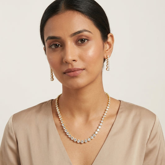 Premium CZ Classic Diamond Necklace Set