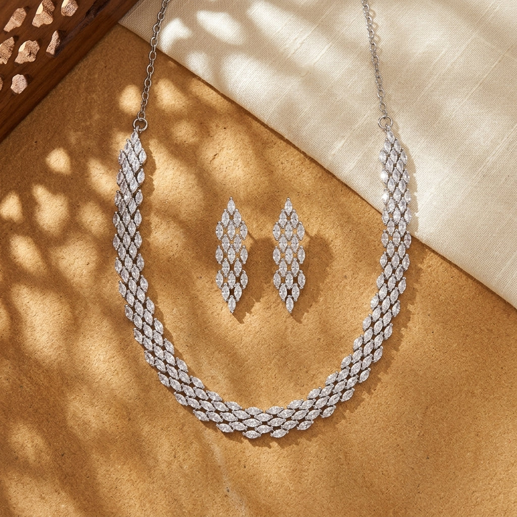 Latest CZ and Ad Diamond Necklace