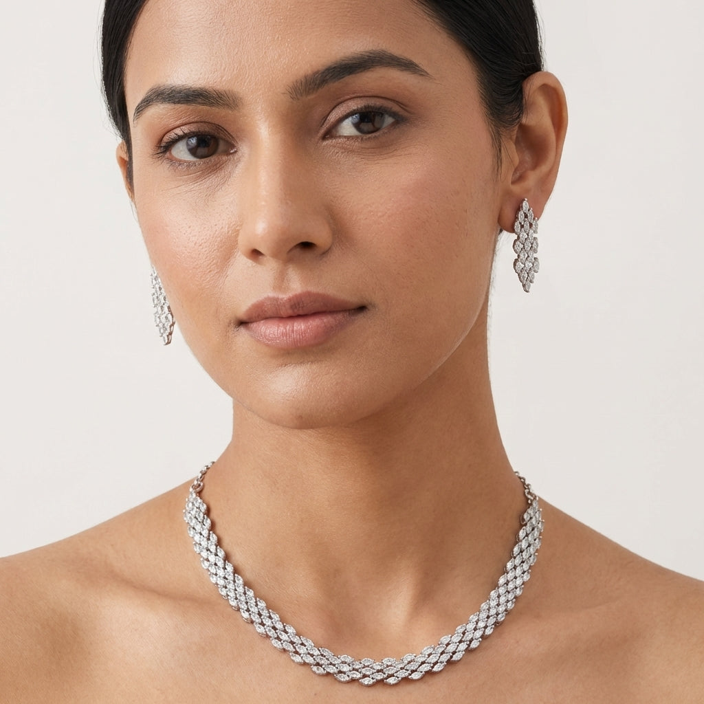 Latest CZ and Ad Diamond Necklace