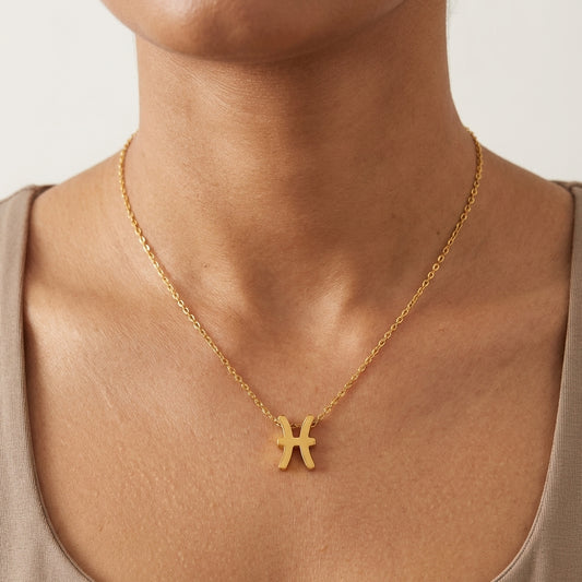 Pisces Zodiac Sign Locket - Gold