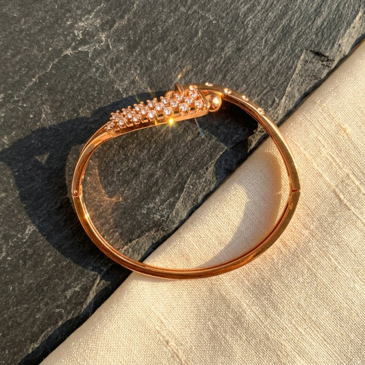 Gold Plated AD Stones Statement Bracelet