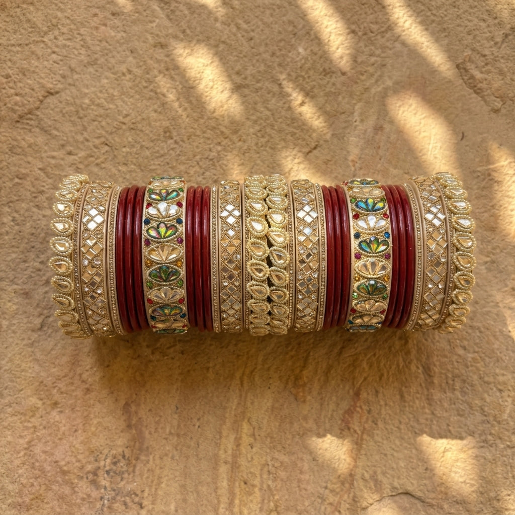 Royal Rajasthani Wedding Lac chura With Beautiful Punjabi Look Design Red Colour