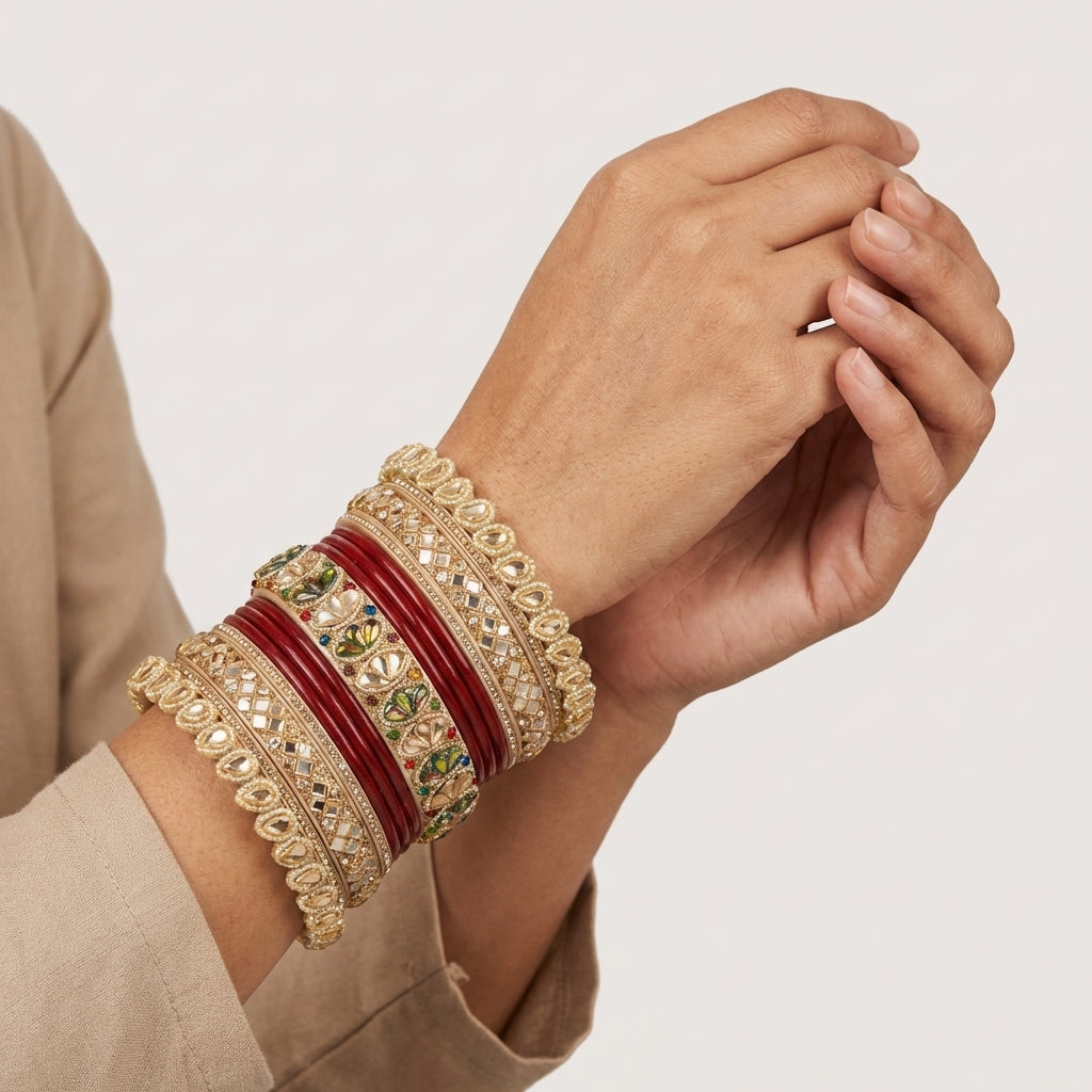 Royal Rajasthani Wedding Lac chura With Beautiful Punjabi Look Design Red Colour