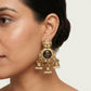 Gold Plated Green & Red Onyx & Kundan Studded With Pearl Beads Jhumka Earring