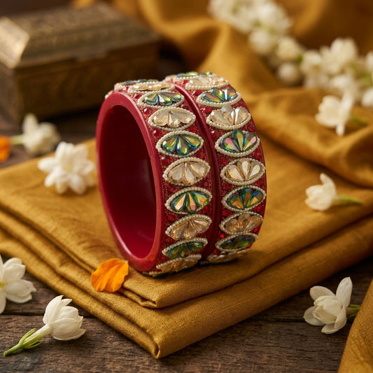 Rajasthani Traditional Lac Kada Bangles For Women & Girl With Latest Kundan Design
