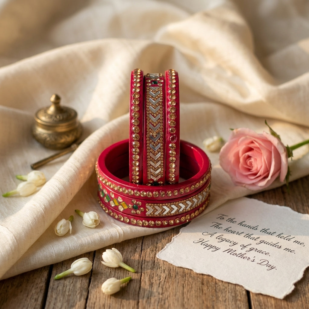 Latest Pure Lac Kundan Chura For Women ( Pack Of 6)