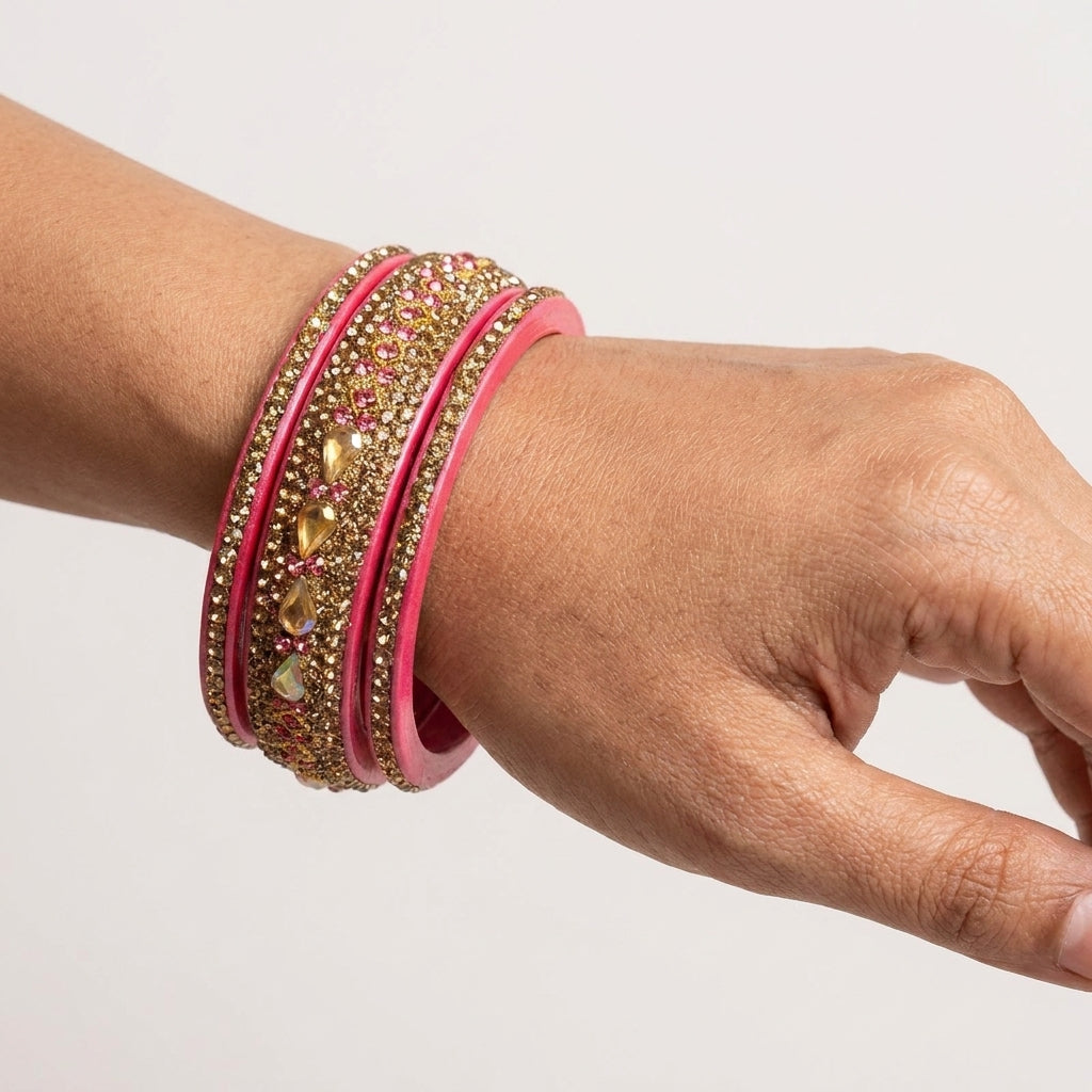 Pink Gold Plated with  Topaz Fitted Lac Bangle
