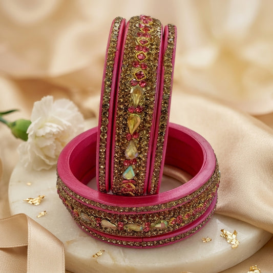 Pink Gold Plated with  Topaz Fitted Lac Bangle
