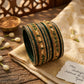 Green Gold Plated with  Kundan and Topaz Fitted Lac Bangle