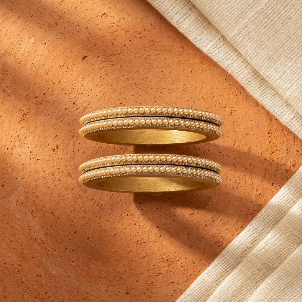 Rajwadi Lakh Bangadi WIth Pearl Stone