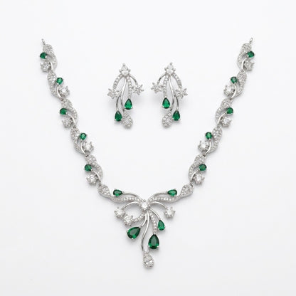Purple Stone Silver Plated Designer Necklace Set with Earrings for Women