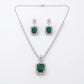 Green Stone American Diamond Necklace & Earrings Set | Wedding & Party Wear Jewellery