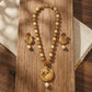 Traditional Gold Plated Pearl Pendant Necklace Set with Earrings