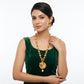 Traditional Gold Plated Pearl Pendant Necklace Set with Earrings