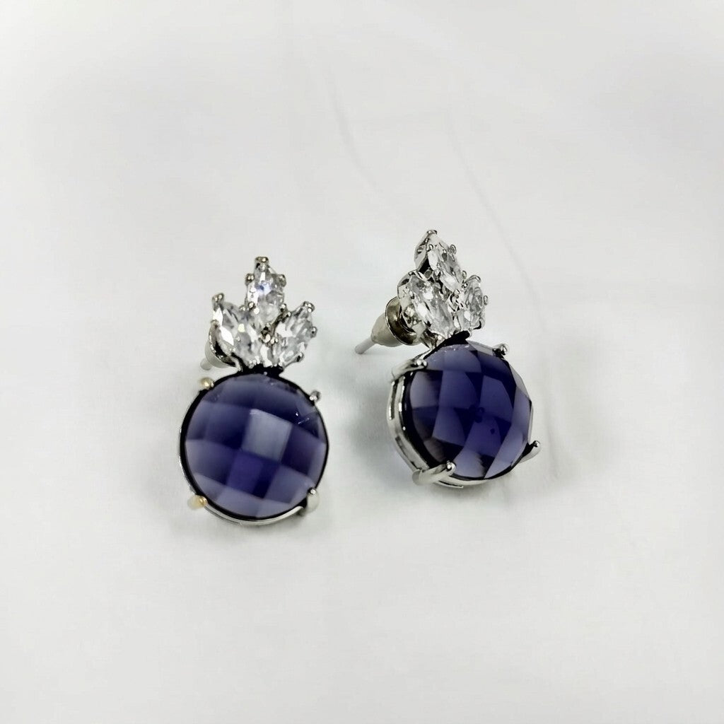 Crystal Star Stud Earrings for Women | Gold Plated Round Crystal Fashion Earrings